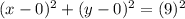 (x-0)^2+(y-0)^2=(9)^2