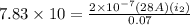 7.83 \times 10 = \frac{2\times 10^{-7} (28 A)(i_2)}{0.07}