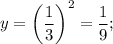 y=\left(\dfrac{1}{3}\right)^2=\dfrac{1}{9};