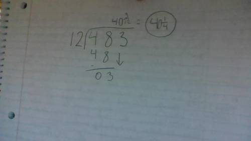 Simplify 483/12 using long division method