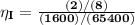 \mathbf{\eta _{I}= \frac{(2)/(8)}{(1600)/(65400)}}