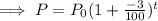\implies P=P_0(1+\frac{-3}{100})^t