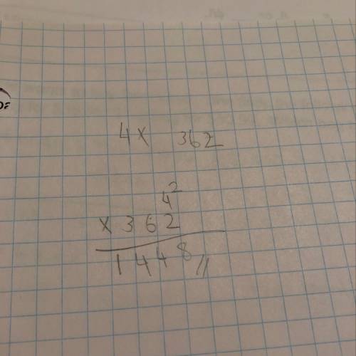 Write an expression that shows how to multiply 4x 362 using place value and expanded form