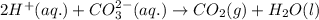 2H^+(aq.)+CO_3^{2-}(aq.)\rightarrow CO_2(g)+H_2O(l)