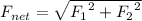 F_{net} = \sqrt{{F_{1}}^{2}+ {F_{2}}^{2}}