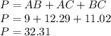 P=AB+AC+BC\\P=9+12.29+11.02\\P=32.31