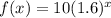 f(x)=10(1.6)^x
