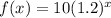 f(x)=10(1.2)^x