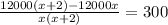 \frac{12000(x+2)-12000x}{x(x+2)}=300