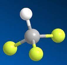 What word or two-word phrase best describes the shape of the fluoroform molecule?