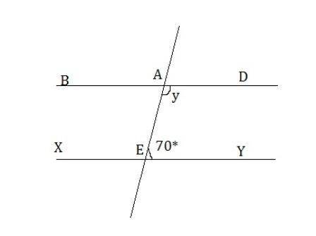 In the diagram below bd is parallel to xy what is the value of y?