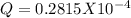 Q = 0.2815 X 10^{-4} \\