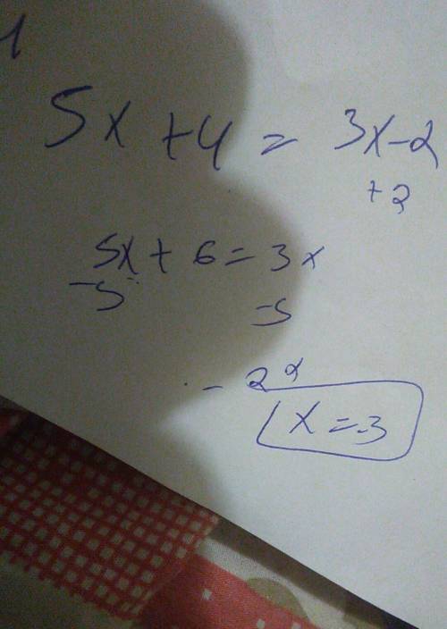 What is the solution of the proportion 5x+4 =3x−2