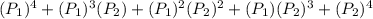 (P_{1})^4+ (P_{1})^3(P_{2}) + (P_{1})^2(P_{2})^2+(P_{1})(P_{2})^3+(P_{2})^4