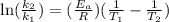 \ln( \frac{k_2 }{k_1 }) = (\frac{E_{a} }{R })(\frac{ 1}{T_1} - \frac{1 }{T_2 })\\
