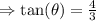 \Rightarrow \tan(\theta)=\frac{4}{3}