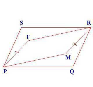 In the given figure, t and m are two points inside a parallelogram pqrs such that pt = mr and pt ||