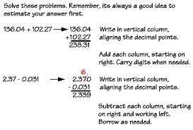 How do u add and subtract decimals ?
