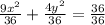 \frac{9x^2}{36}+\frac{4y^2}{36}=\frac{36}{36}