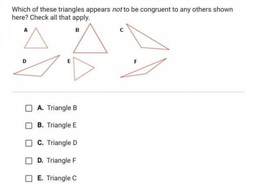Which of these triangles appear not to be congruent to any other shown here?