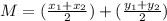 M = ( \frac{ x_{1}+x_{2}}{2}) + ( \frac{ y_{1} + y_{2}} {2})