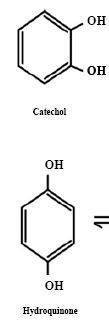 By comparing the molecular structure of catechol and hydroquinone, determine what actually influence