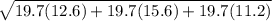 \sqrt{19.7(12.6) + 19.7(15.6) + 19.7(11.2)}