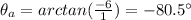 \theta_a = arctan(\frac{-6}{1})=-80.5^{\circ}