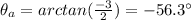 \theta_a = arctan(\frac{-3}{2})=-56.3^{\circ}