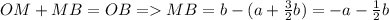 OM+MB=OB=MB = b-(a+\frac{3}{2}b) = -a-\frac{1}{2}b