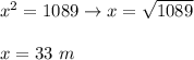 x^2=1089\to x=\sqrt{1089}\\\\x=33\ m