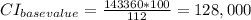 CI_{base value} = \frac{143360*100}{112} =  128,000