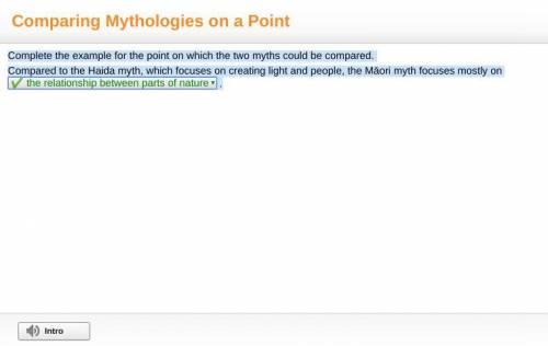 Complete the example for the point on which the two myths could be compared. compared to the haida m