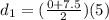 d_1 = (\frac{0 + 7.5}{2})(5)