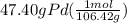 47.40gPd(\frac{1mol}{106.42g})