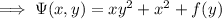 \implies\Psi(x,y)=xy^2+x^2+f(y)