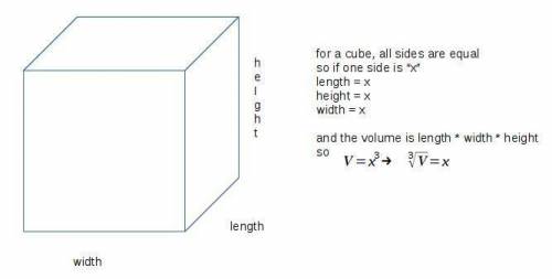 Acube-shaped gift box has a volume of 5.12 cubic inches. what is the side length of the box?