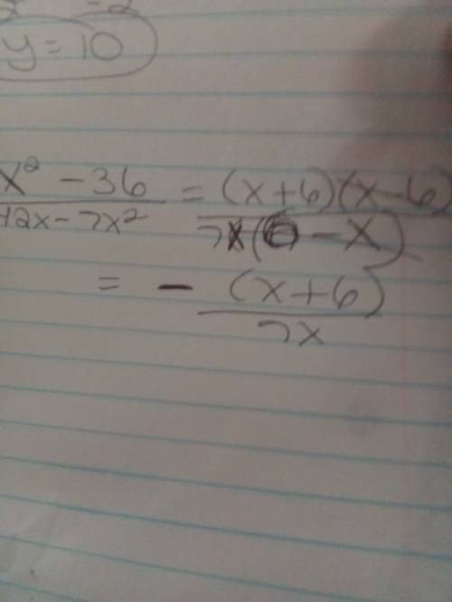 Simplify the rational expression. state any excluded values. x^2−36/42x − 7x^2