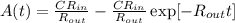 A(t)=\frac{CR_{in}}{R_{out}}-\frac{CR_{in}}{R_{out}}\exp[-R_{out}t]