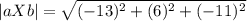 |aXb|=\sqrt{(-13)^2+(6)^2+(-11)^2}
