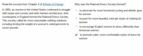 Why was the rational dress society formed? to advocate for more functional cycling and athletic gear
