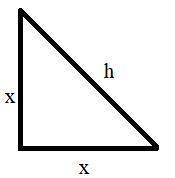Write an equation relating the length of the legs of an isosceles triangle, x, to the length of the