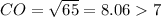 CO = \sqrt{65} = 8.067