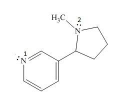 Nicotine is an addictive substance found in tobacco. identify the hybridization state and geometry o