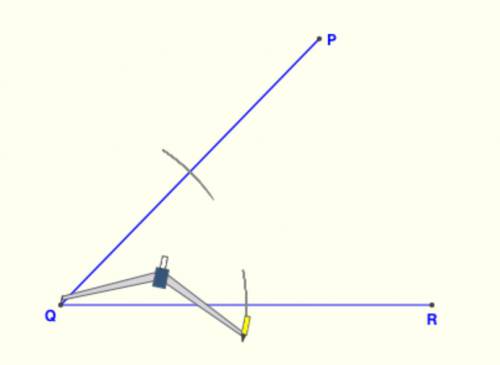 What is the first step when constructing an angle bisector using only a compass and a straightedge