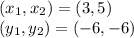 (x_1,x_2) = (3,5)\\(y_1,y_2) = (-6,-6)