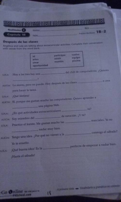 Please answer all
in Spanish