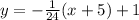 y =  -  \frac{1}{24} (x + 5) + 1