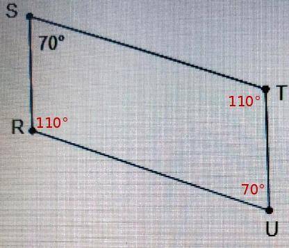 What are the missing angle measures in parallelogramrstu? a. mzr = 70°, mt = 110°, mzu = 110°b. mzr