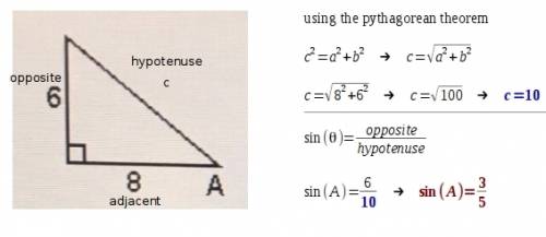 Evaluate sina for the triangle shown
